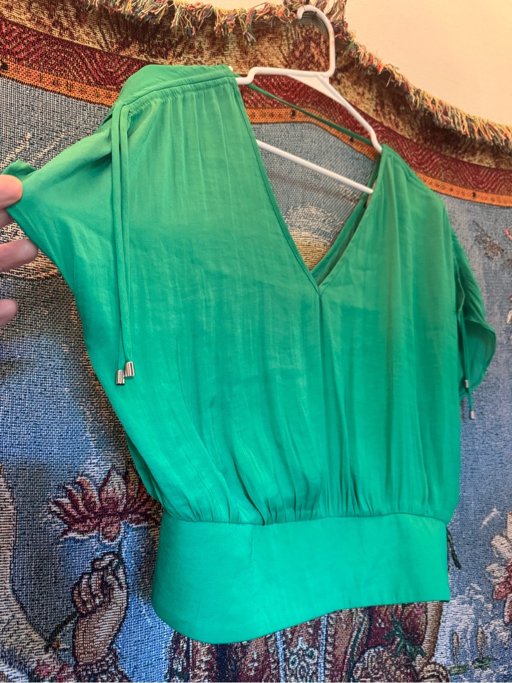 Naked Zebra Emerald Green V-Neck Midi Dress